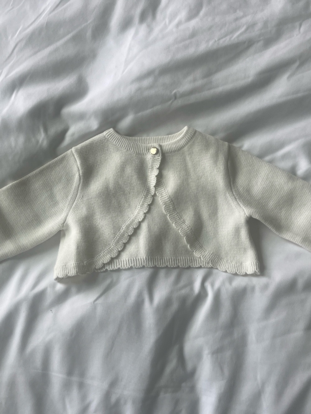 Classic White Knit Baby Cardigan